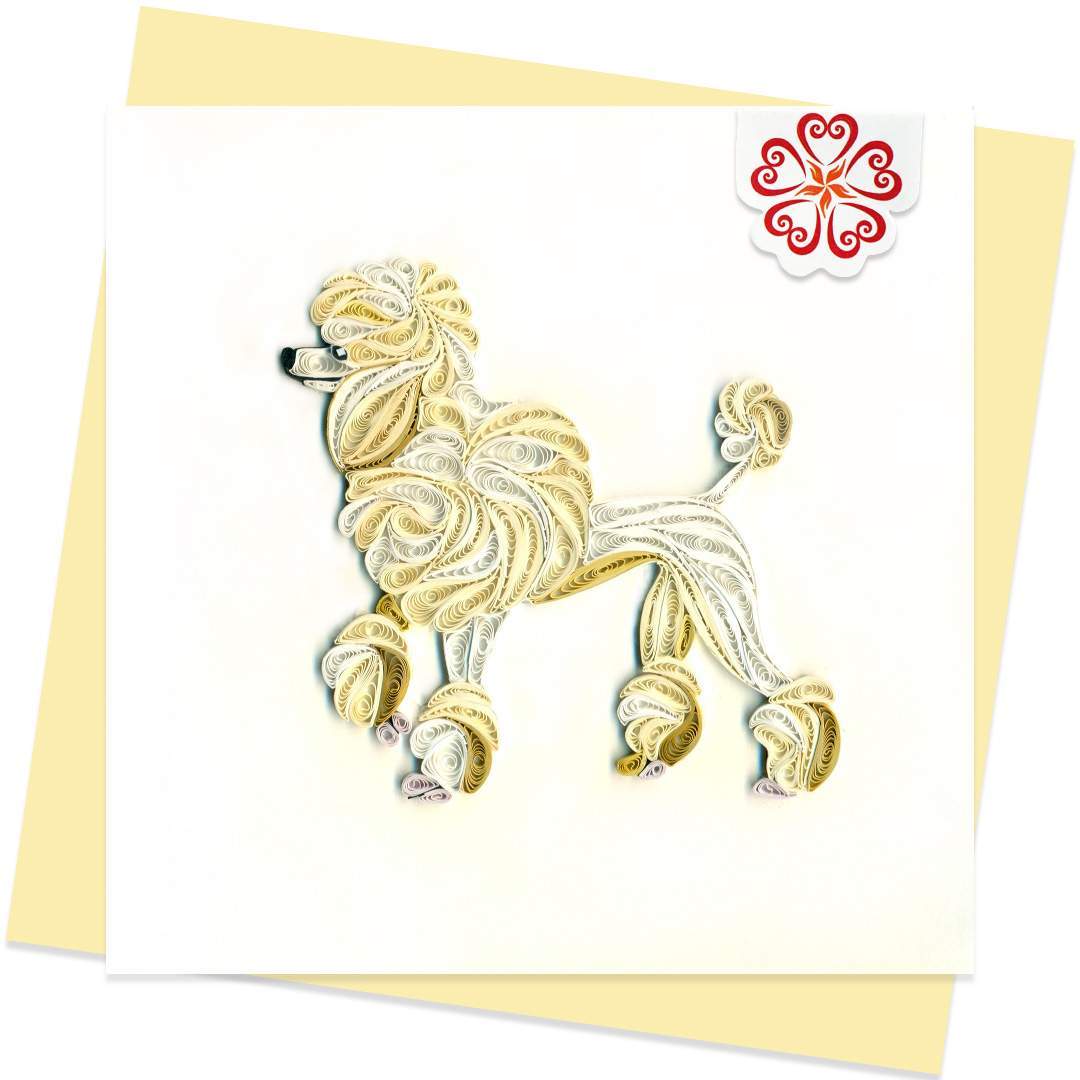 Quilling-card-15x15cm-Big-White-Poodle-VN2XM1150NQNN - Quilling Arts - VIET NET - From Hand with Love