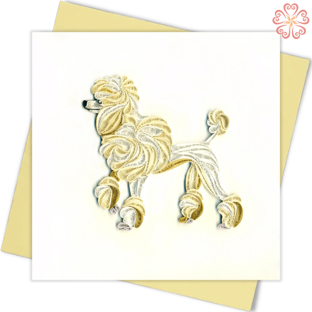 Quilling-card-15x15cm-Big-White-Poodle-VN2XM1150NQNN - Quilling Arts - VIET NET - From Hand with Love