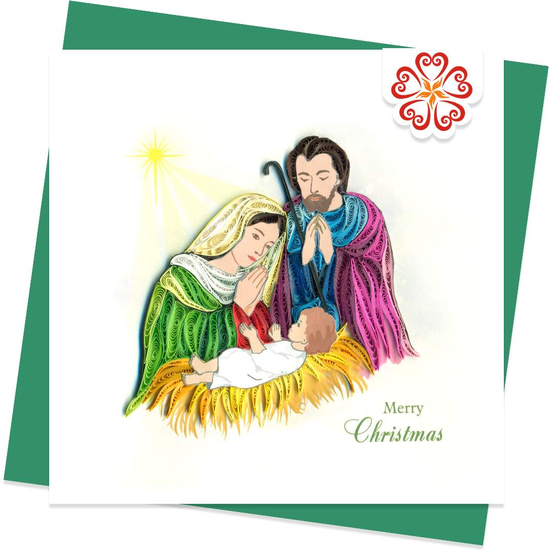Quilled-Holy-Night-Quilling-card-15x15cm-Marry-Christmas-VN1XM115156E1- Quilling Arts - VIET NET - From Hands with Love
