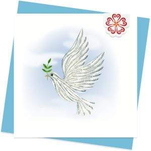Quilling-card-15x15cm-Animals-Peace-Pigeon-VN2NN115SKNNN- Quilling Arts - VIET NET - From Hands with Love