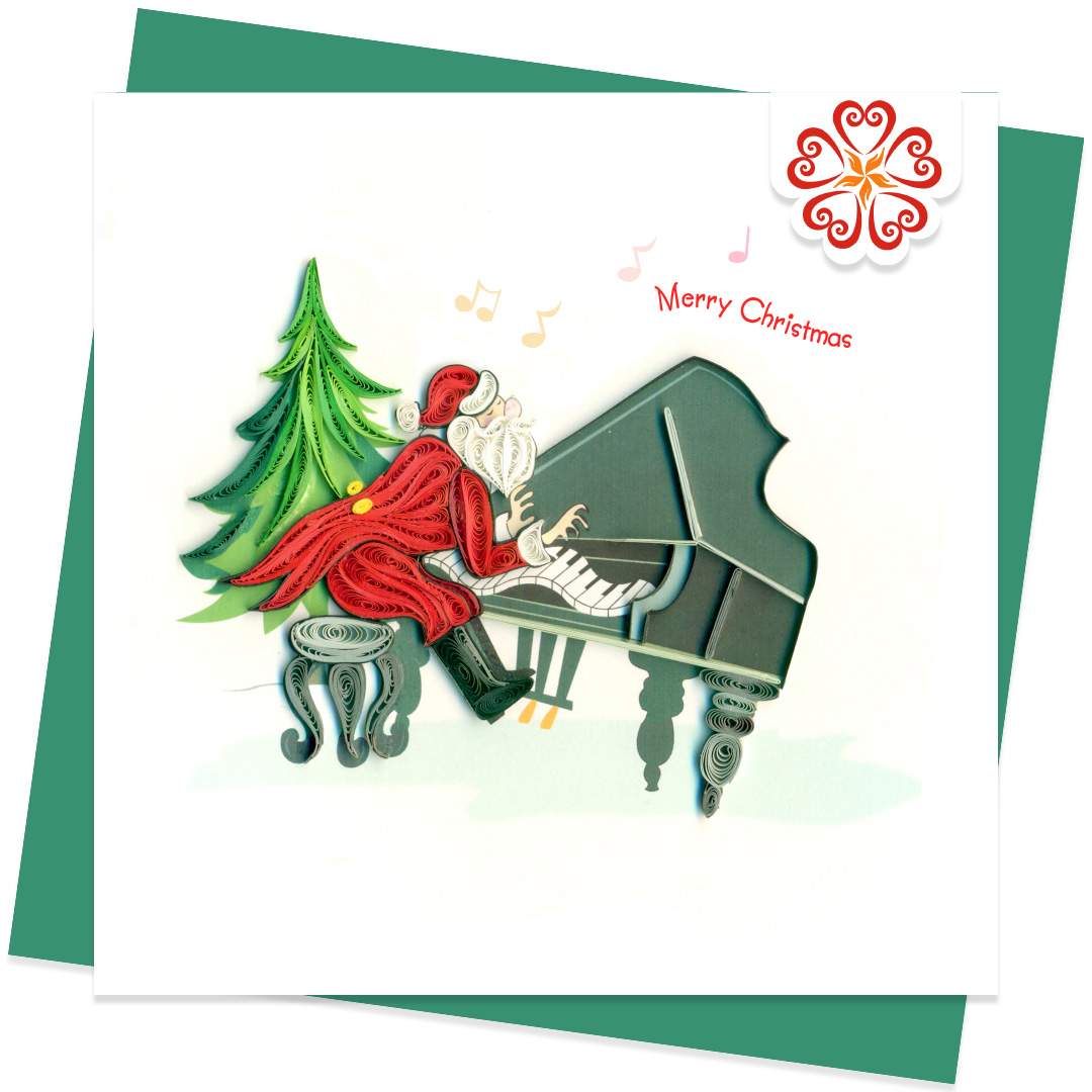Quilling Card Merry Christmas - Santa, the pianist - VN1XM115135E1 - Image 2