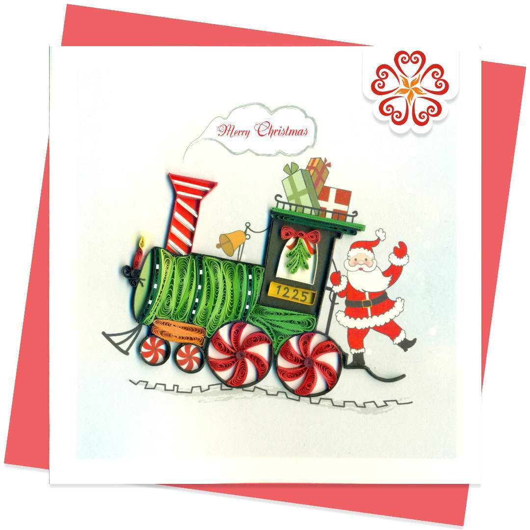 The-trainman-Santa-Quilling-card-15x15cm-Merry-Christmas-VN1XM115123E2- Quilling Arts - VIET NET - From Hands with Love