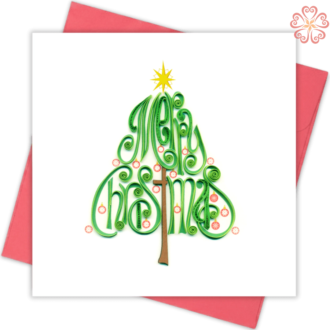 Quilled-Christmas-tree-Quilling-card-15x15cm-Marry-Christmas-VN1XM115116E1- Quilling Arts - VIET NET - From Hands with Love
