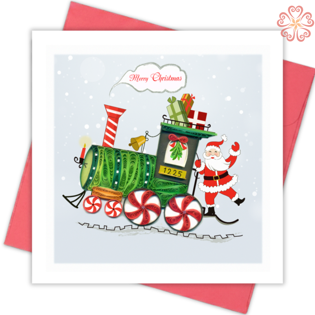 The-trainman-Santa-Quilling-card-15x15cm-Merry-Christmas-VN1XM115123E2- Quilling Arts - VIET NET - From Hands with Love