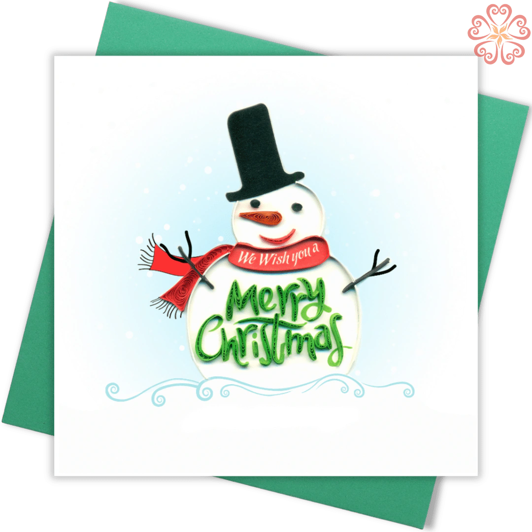 Quilling-card-15x15cm-Marry-Christmas-Happy-Snowman-VN1XM115125E2- Quilling Arts - VIET NET - From Hands with Love
