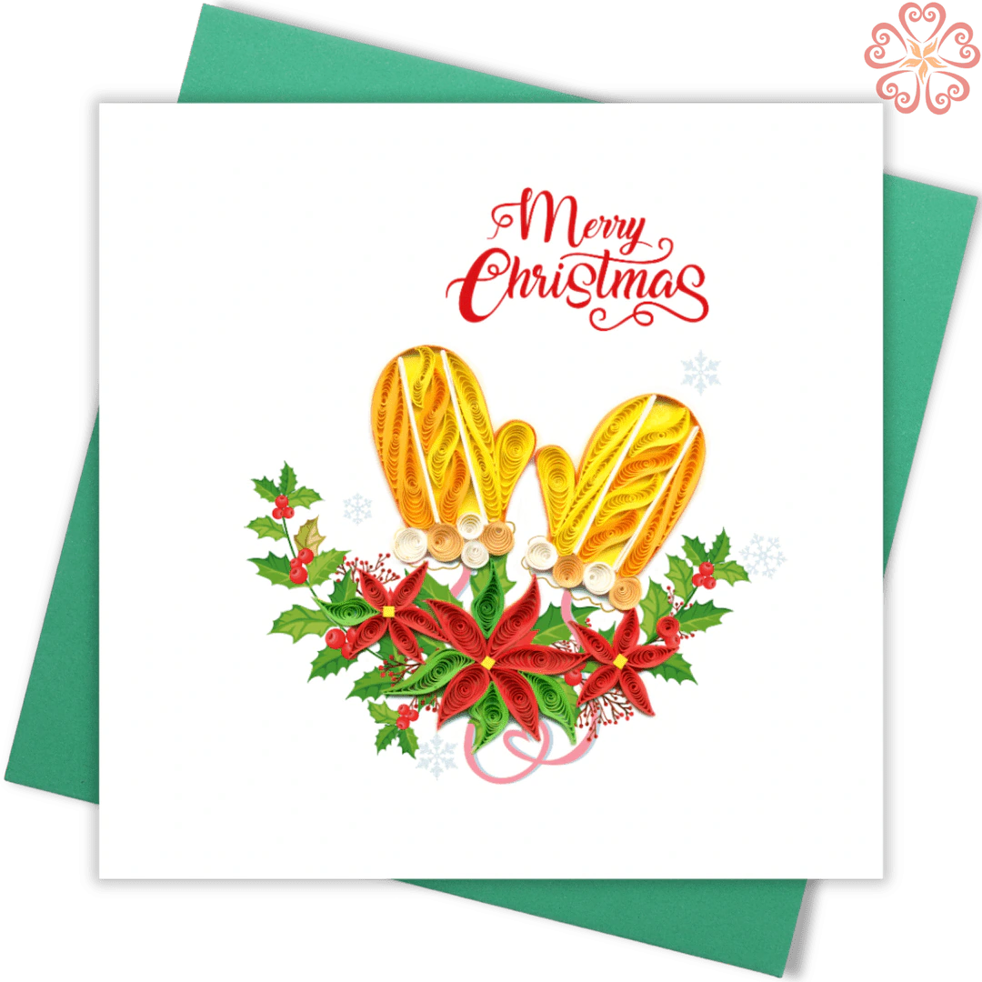 Quilling-card-15x15cm-Merry-Christmas-Quilled-Glove-VN1XM115140E2- Quilling Arts - VIET NET - From Hands with Love
