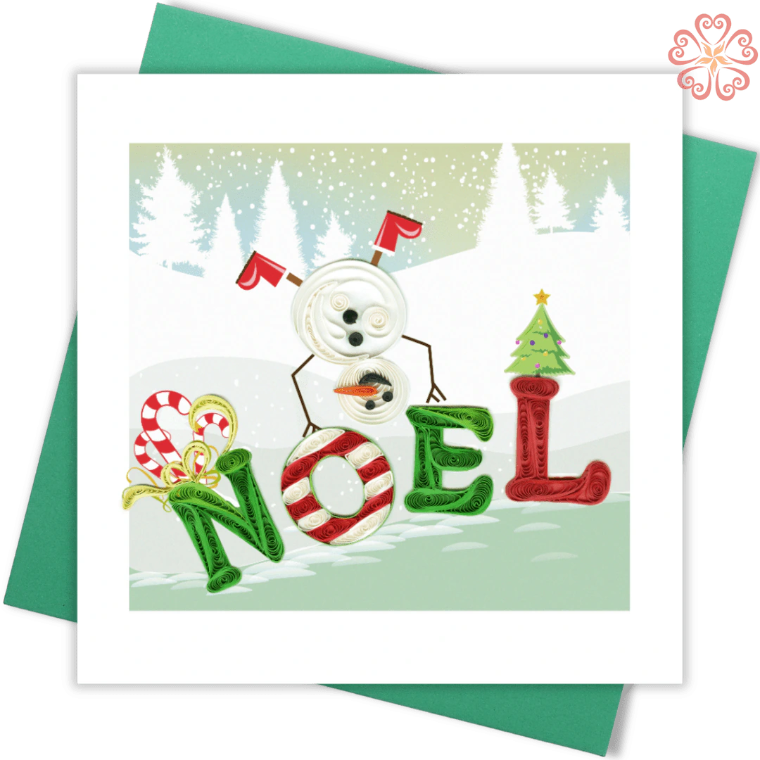 Quilled-Noel-&-Dancing-Snowman-Quilling-card-15x15cm-Marry-Christmas-VN1XM115152E1- Quilling Arts - VIET NET - From Hands with Love