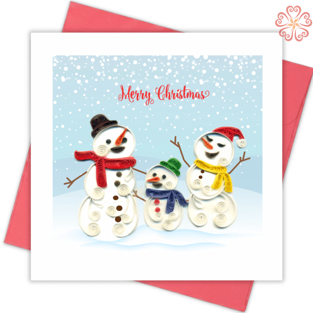 Snowman-family-Quilling-card-15x15cm-Marry-Christmas-VN1XM115153E2- Quilling Arts - VIET NET - From Hands with Love