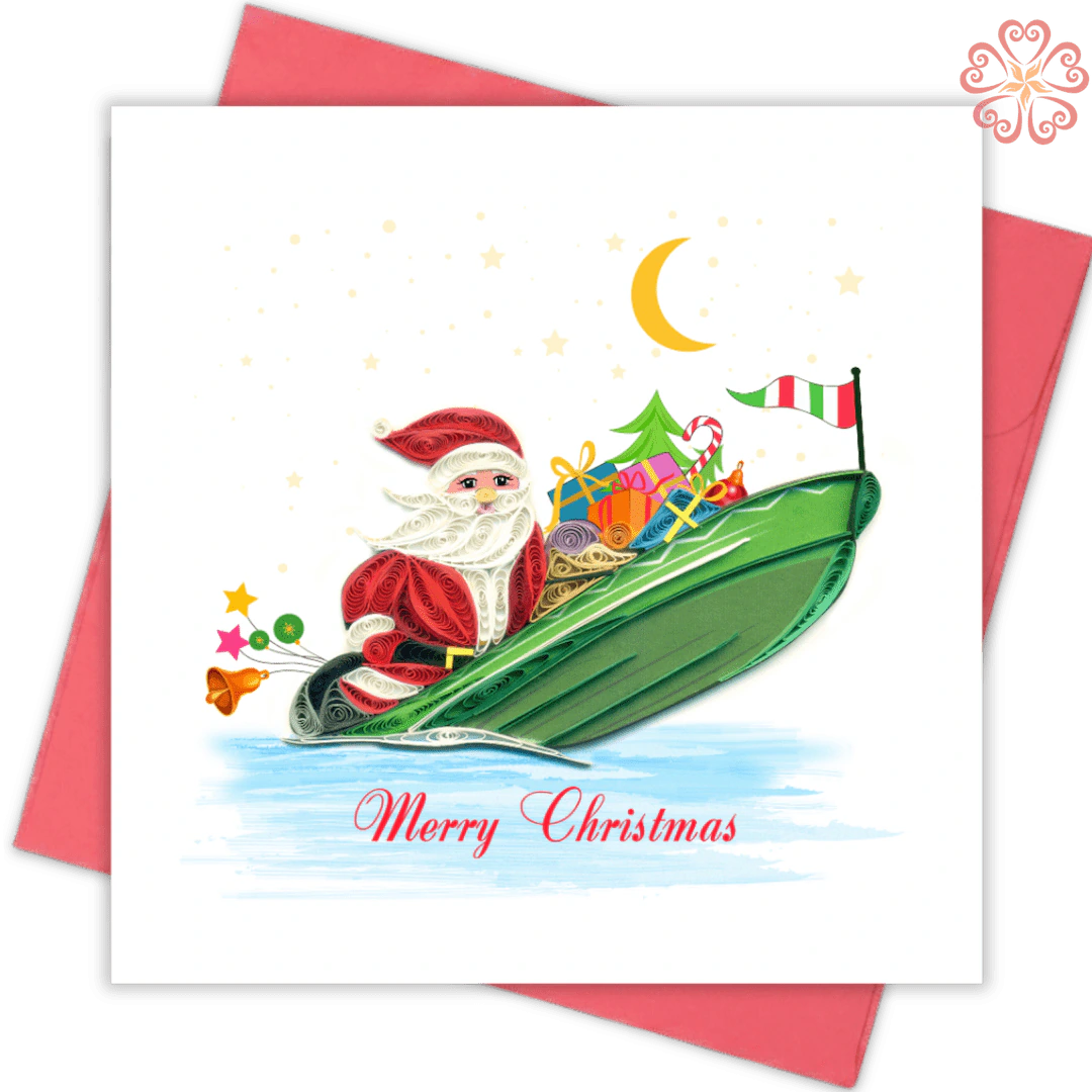 Santa, the sailor-Quilling-card-15x15cm-Marry-Christmas-VN1XM115155E2- Quilling Arts - VIET NET - From Hands with Love