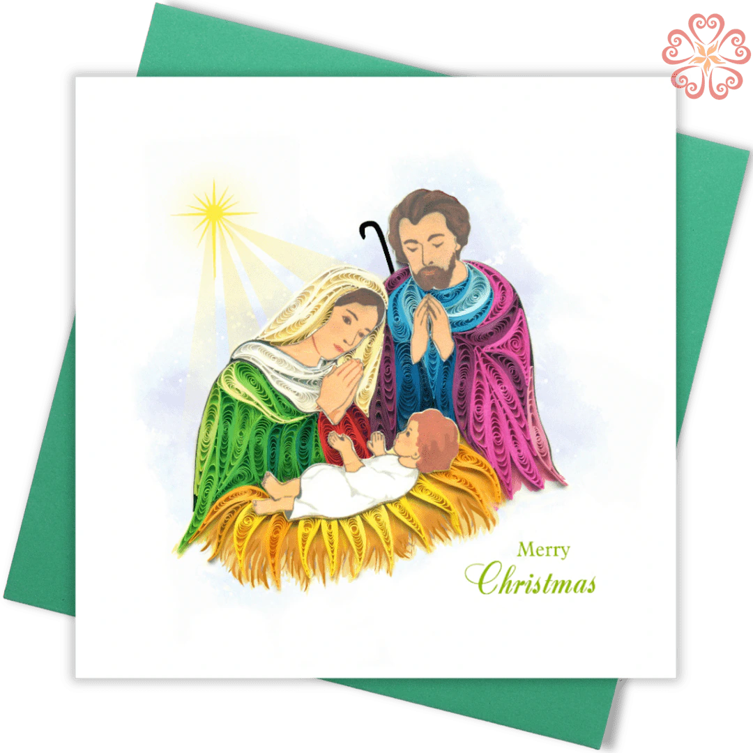 Quilled-Holy-Night-Quilling-card-15x15cm-Marry-Christmas-VN1XM115156E1- Quilling Arts - VIET NET - From Hands with Love
