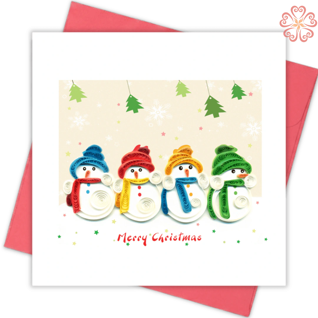 Snowman-family-Quilling-card-15x15cm-Marry-Christmas-VN1XM115159E2- Quilling Arts - VIET NET - From Hands with Love