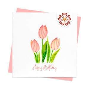 Quilling-Arts-Viet-Net-From-hand-with-love-Quilled-greeting-card-10x10cm-HPBD-tulip-flowers VN2XM110196NN
