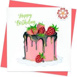 Quilling-Arts-Viet-Net-From-hand-with-love-Quilled-greeting-card-15x15cm-HPBD-Strawberry-Cake-1 VN2XM115A32E1