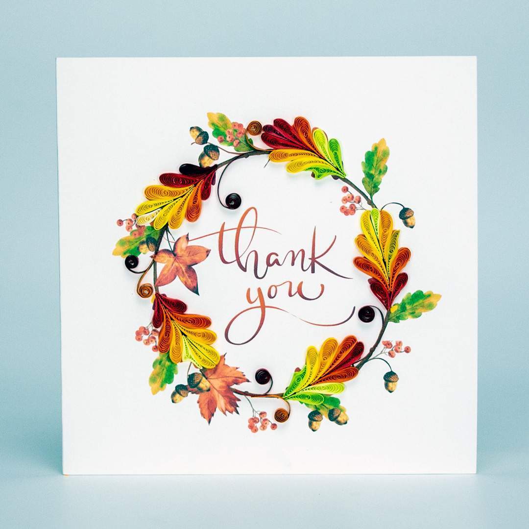 Thank you floral wreath - Thank you quilled card - VN2NN115A28E1 ...