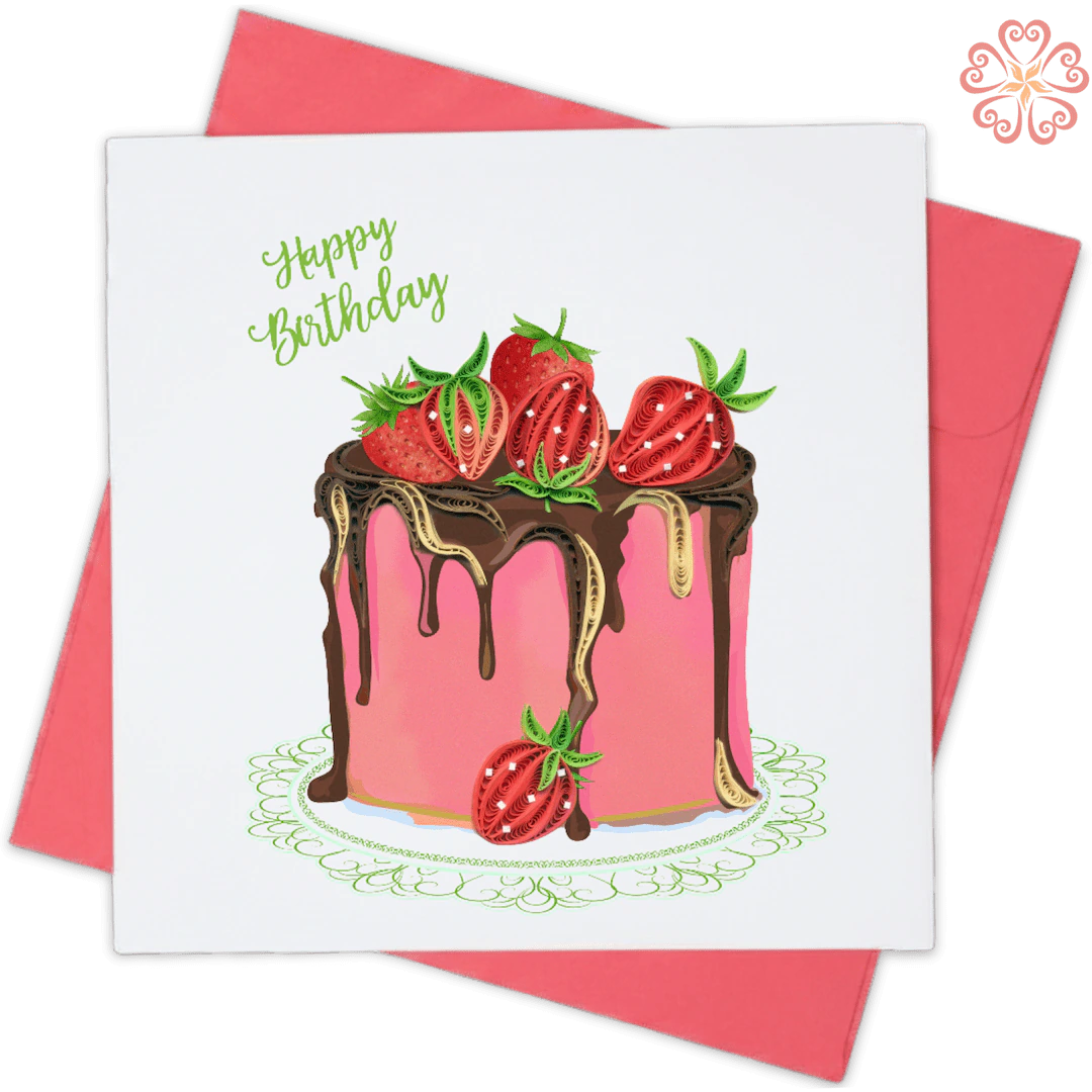 Quilling-Arts-Viet-Net-From-hand-with-love-Quilled-greeting-card-15x15cm-HPBD-Strawberry-Cake-1 VN2XM115A32E1