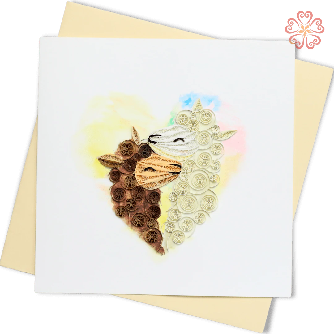 Alpacallama Heart Couple Quilling Card
