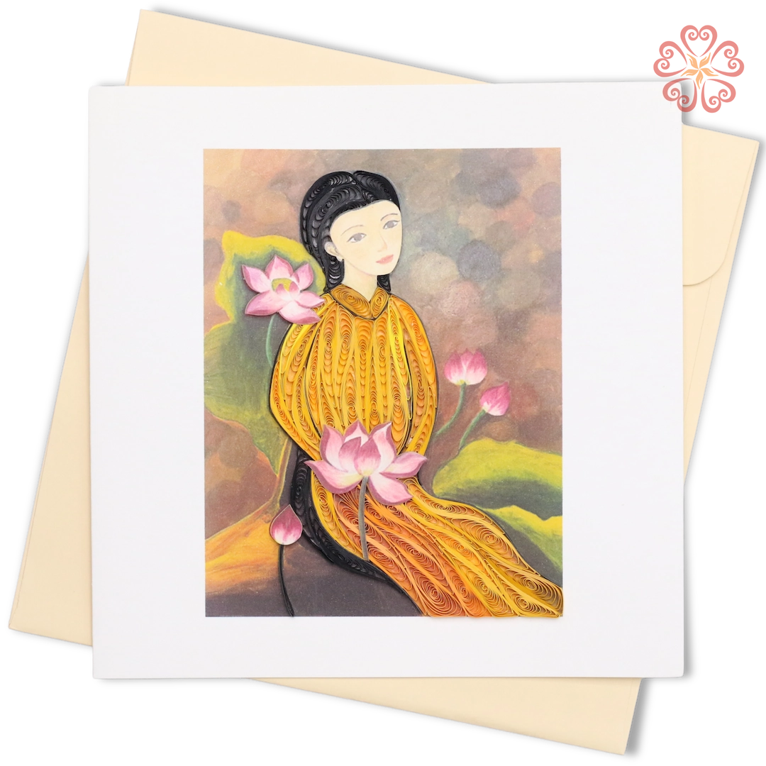 Áo Dài Lotus Woman Quilling Card