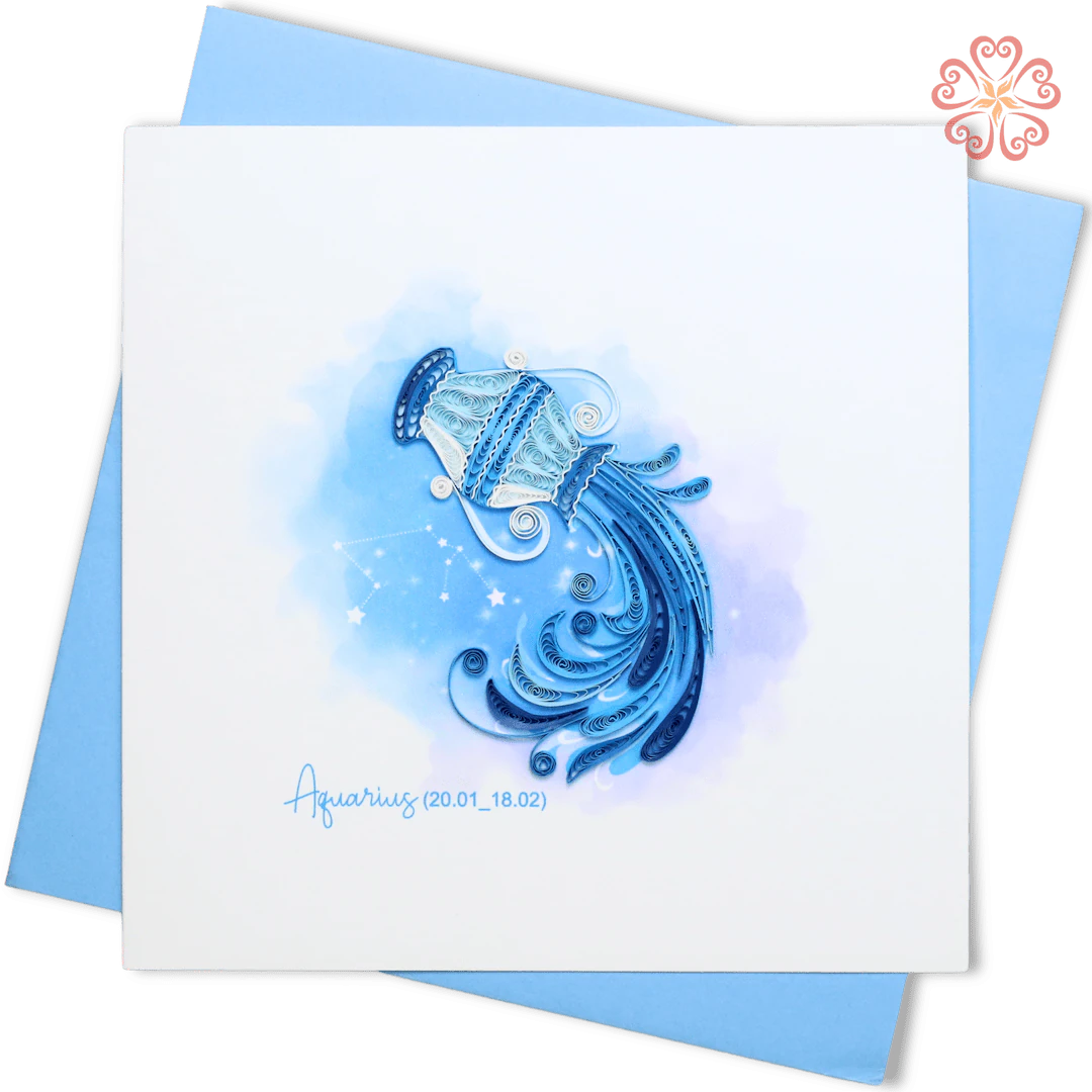 Aquarius Zodiac Quilling Card, Water Bearer