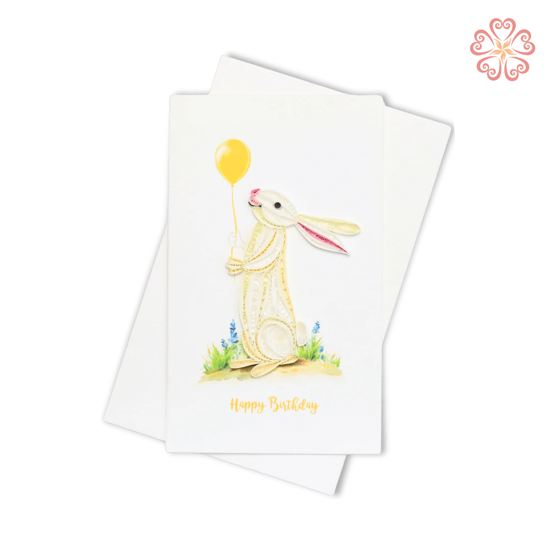 Bunny With Balloon Birthday Quilling Card