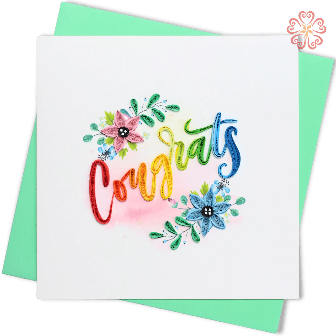 Congrats Rainbow Lettering & Florals Card