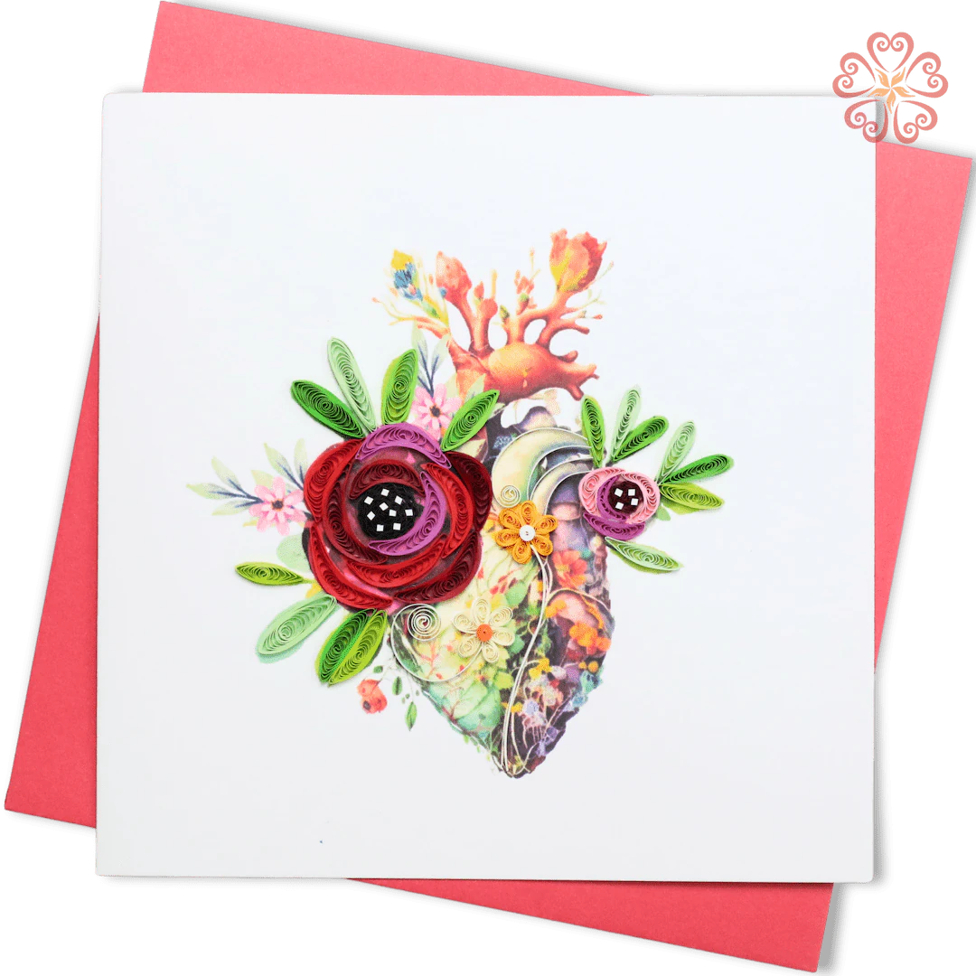 Floral Anatomical Heart Quilling Card