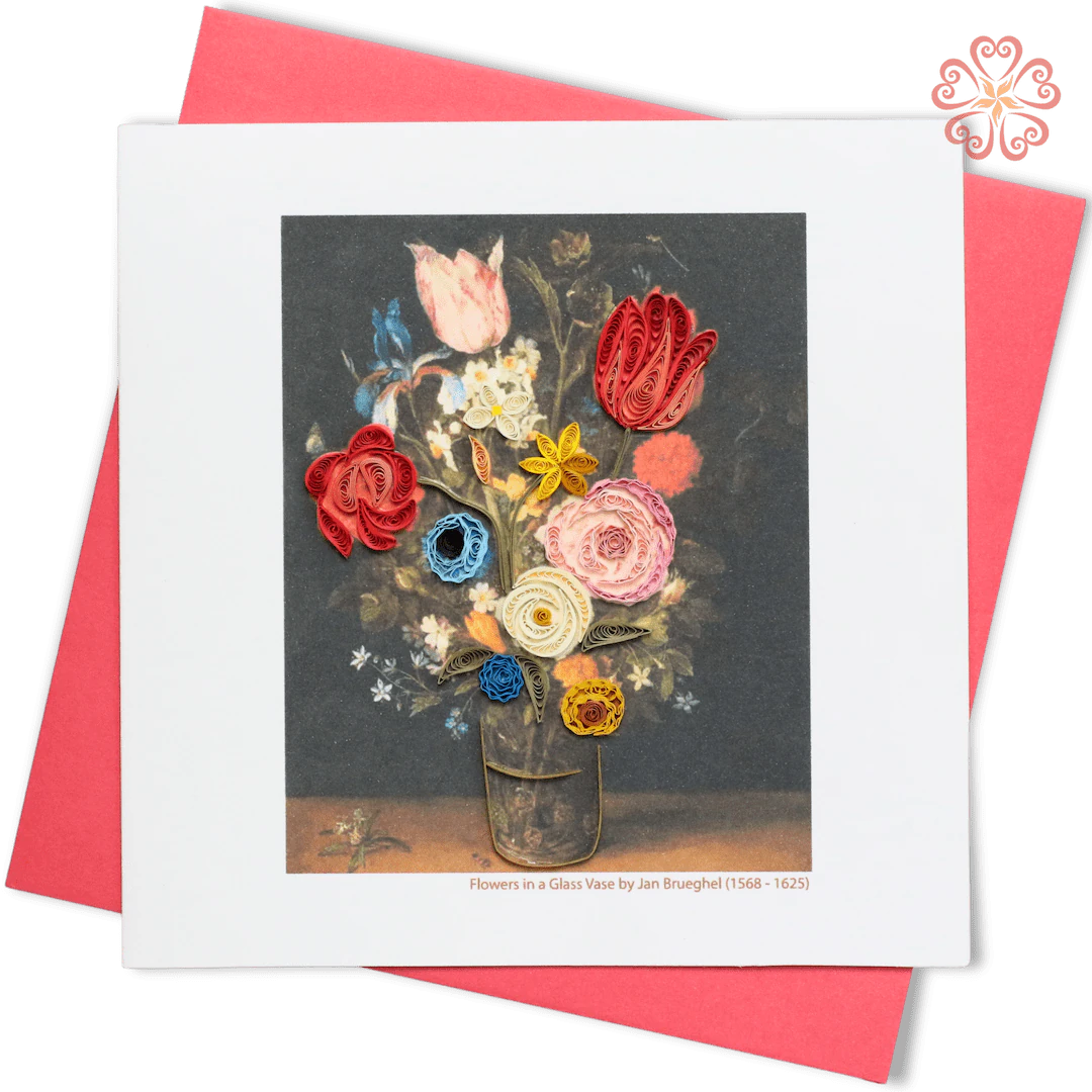 Flowers in a Glass Vase Quilling Card, Jan Brueghel Art