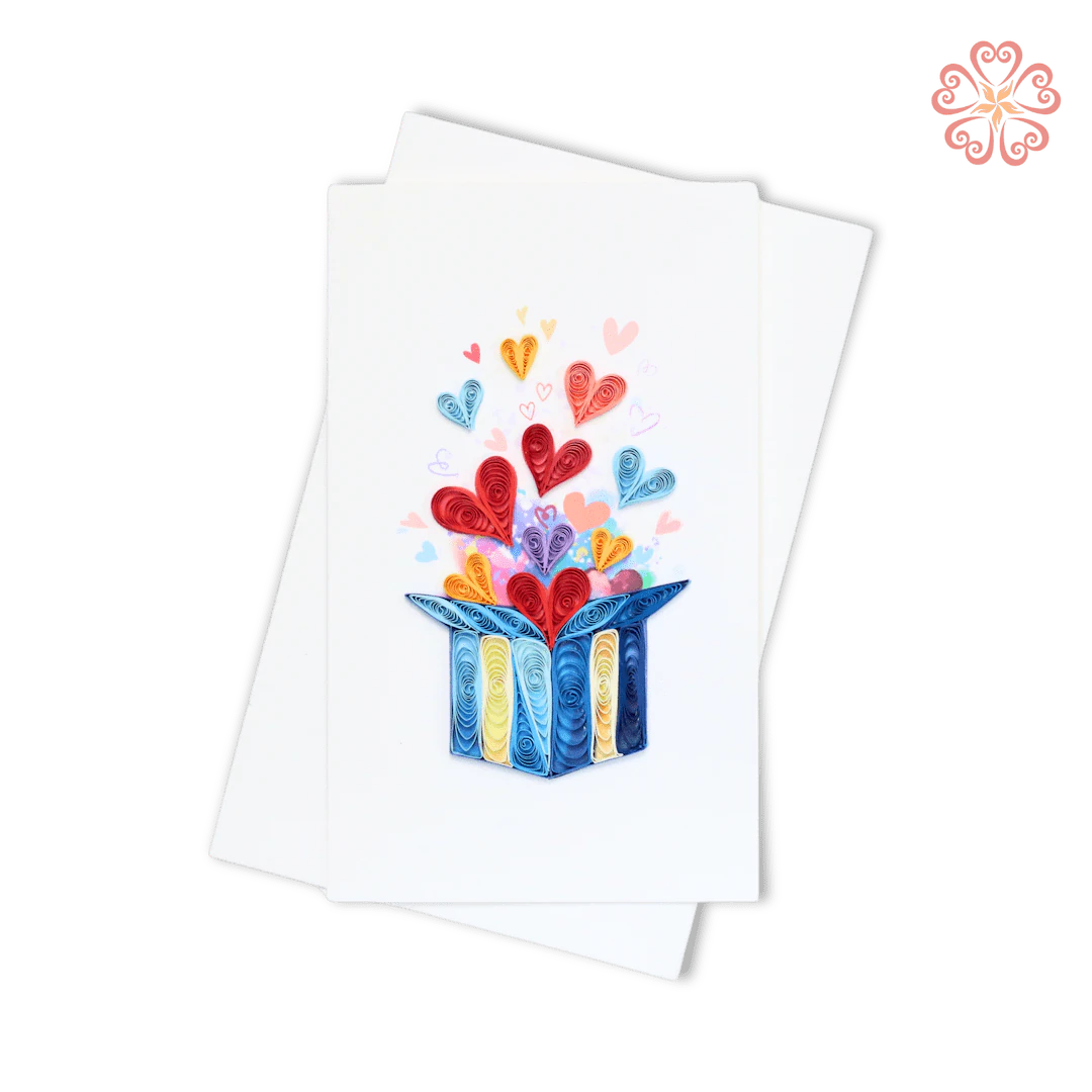 Gift Box With Hearts Quilling Card