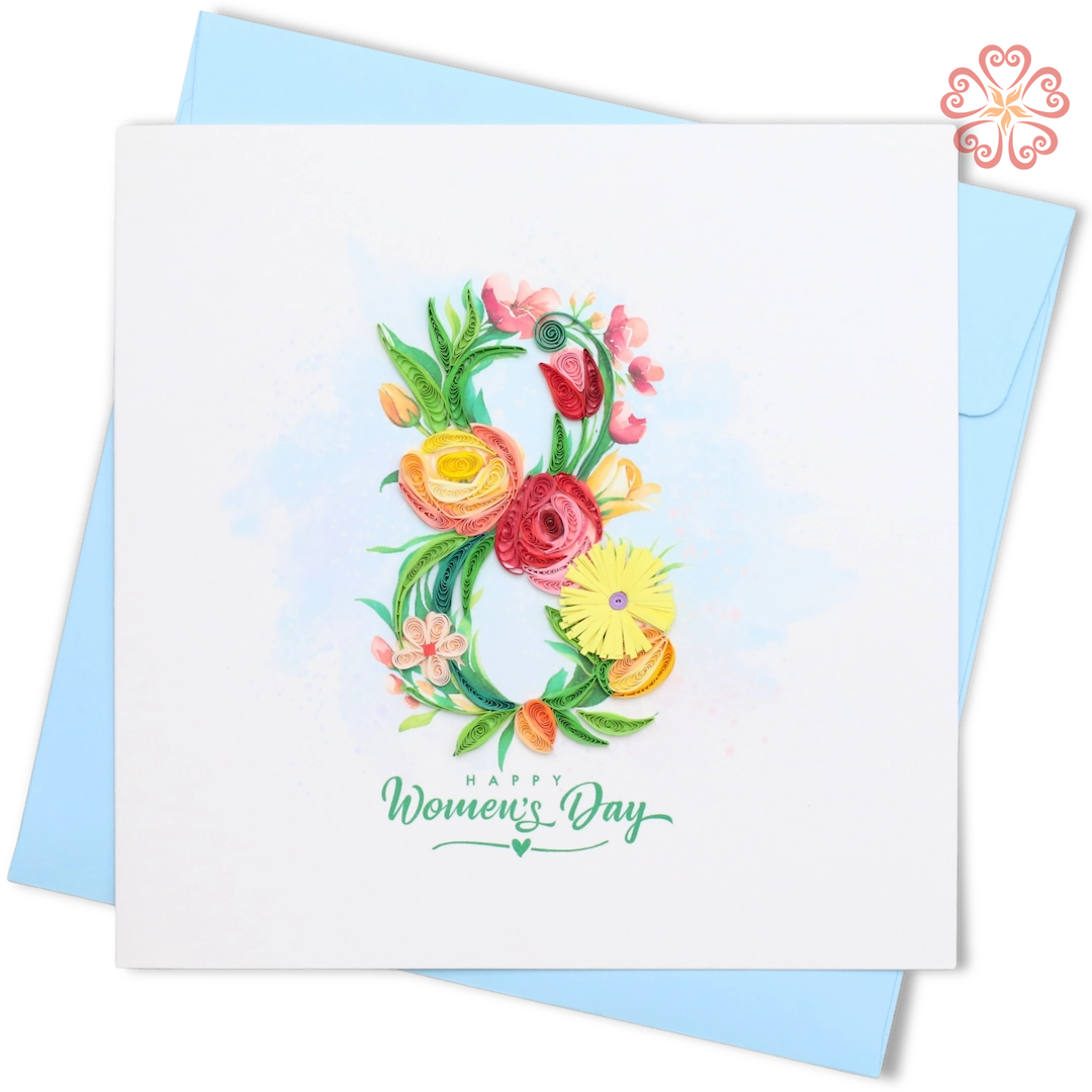Happy Women's Day, Quilled Number 8 Design