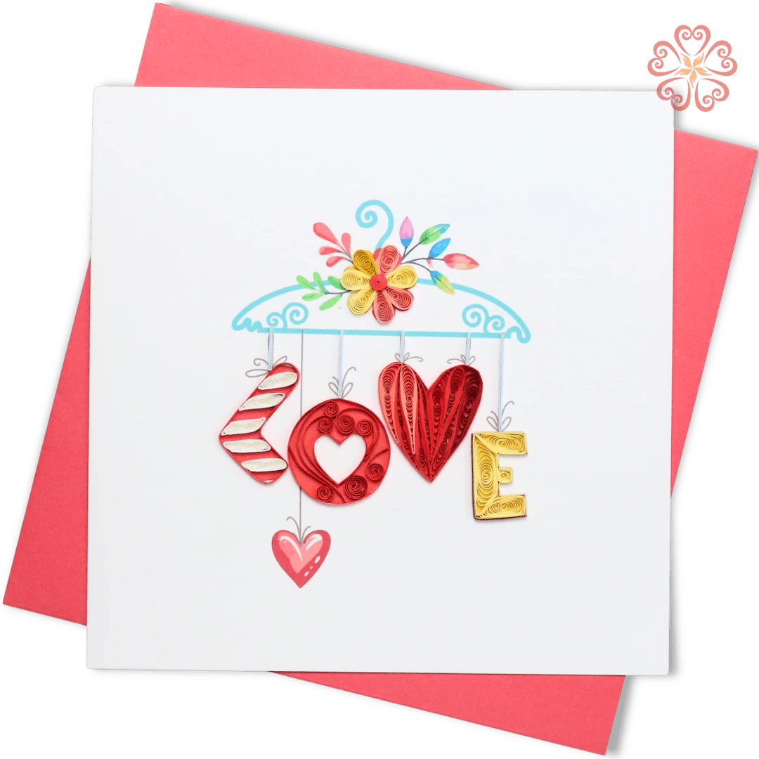 LOVE Hanging Hearts Quilling Card