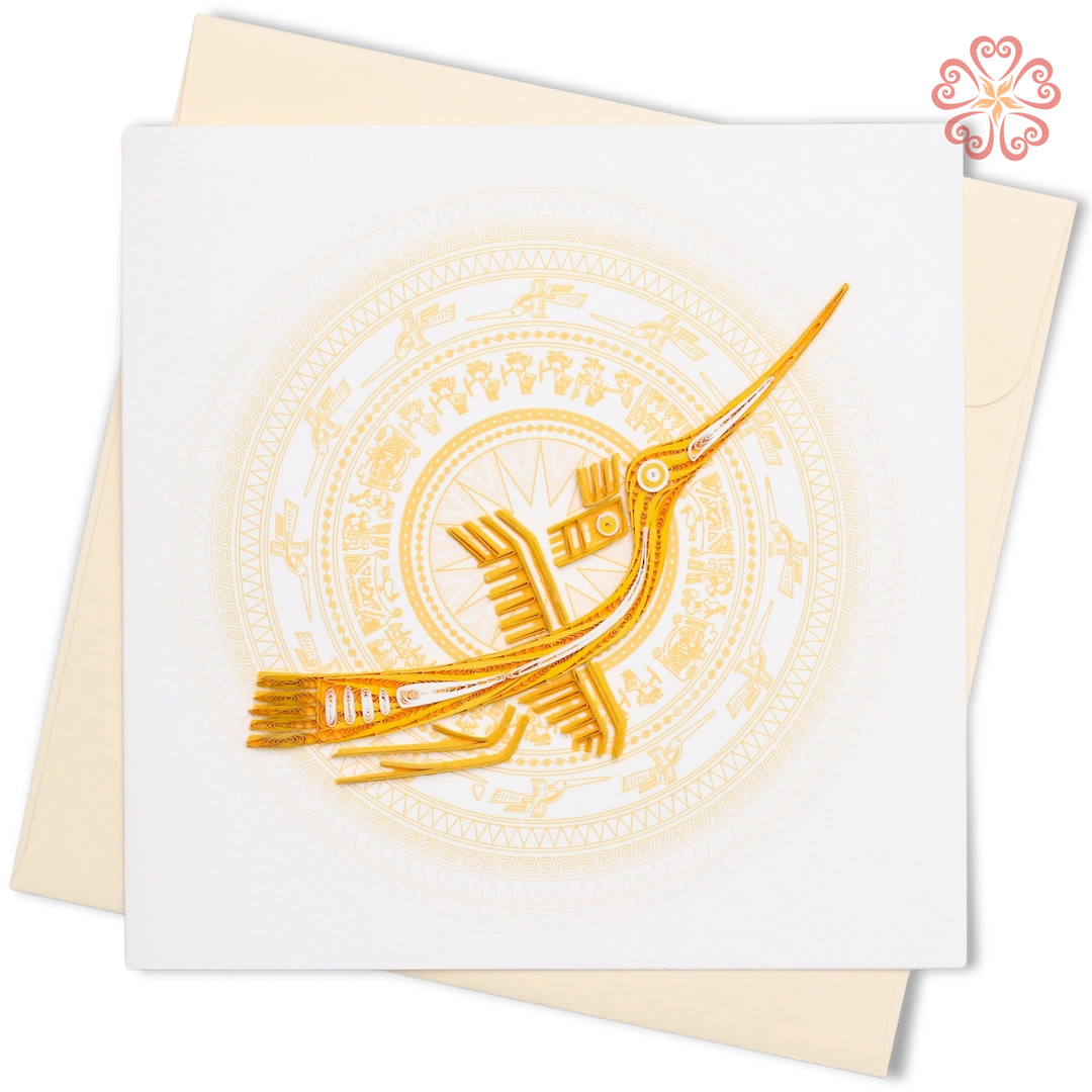 Lac Bird Bronze Drum Quilling Card