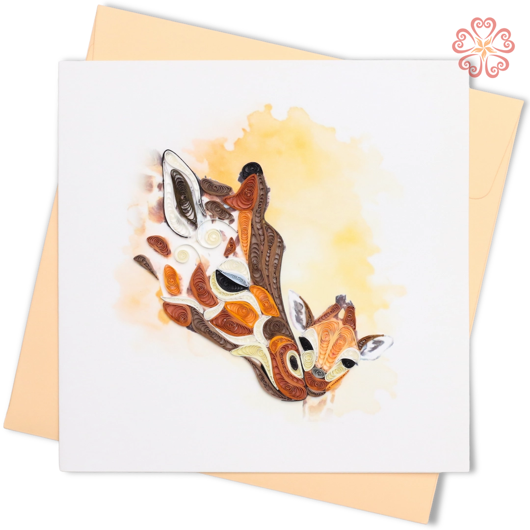 Mom and Baby Giraffe Quilling Card