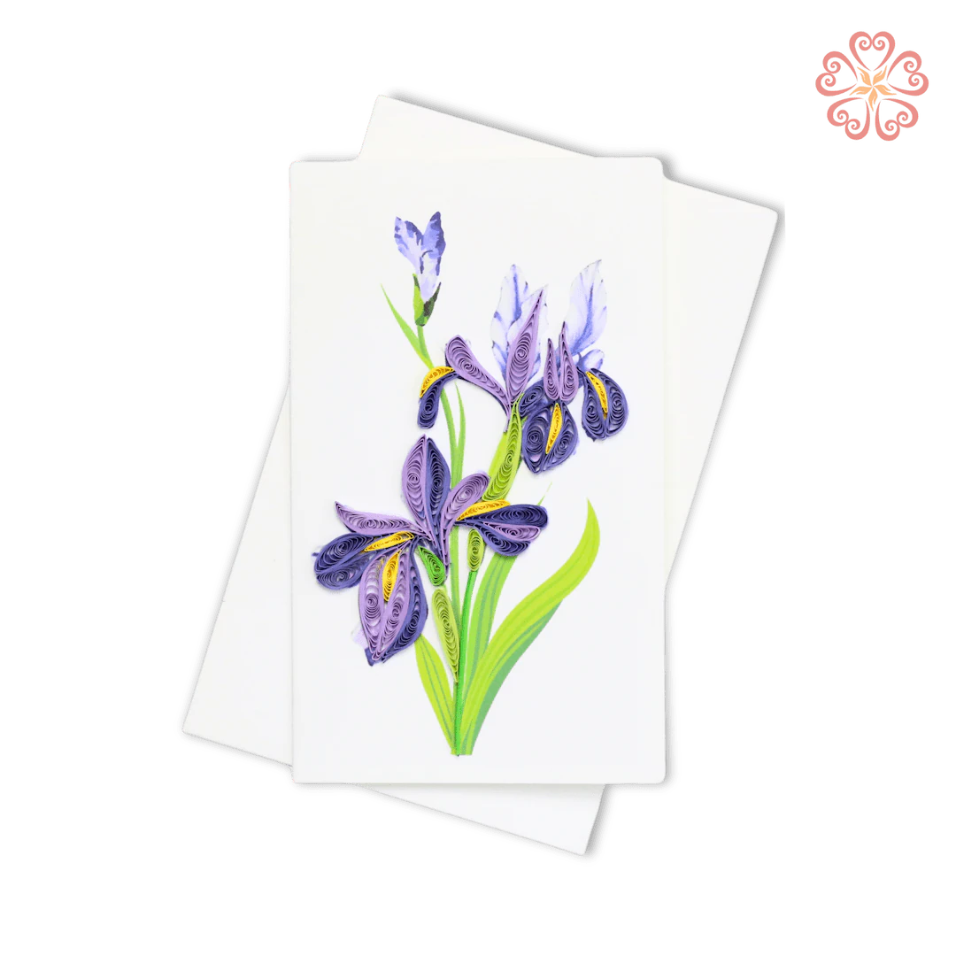 Purple Iris Bouquet Quilling Card