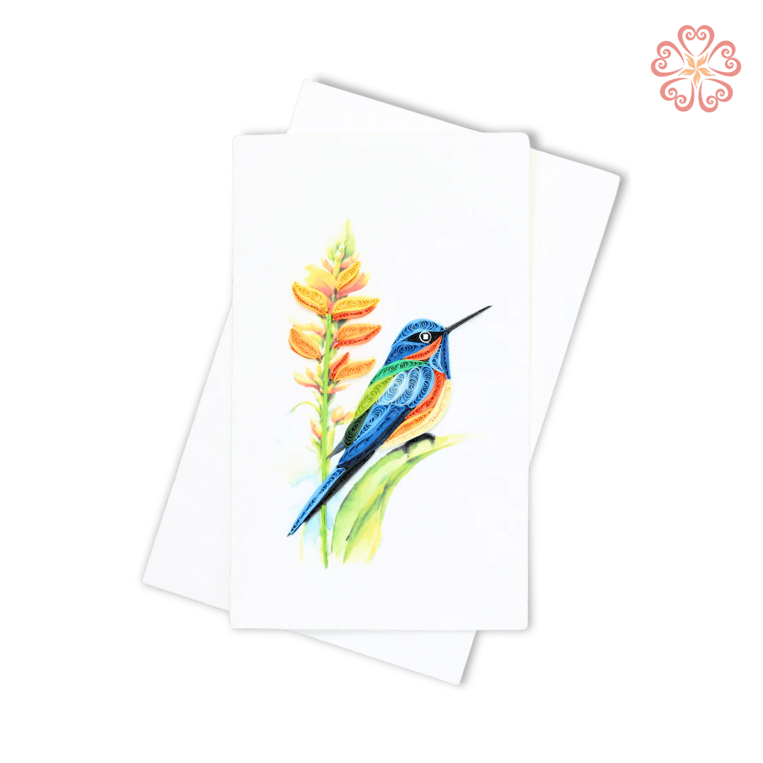 Quilled Blue Bird With Tropical Flower
