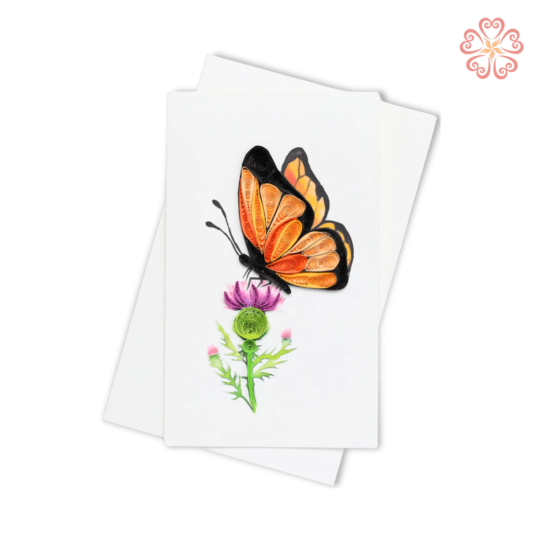 Quilled Butterfly on Thistle Flower