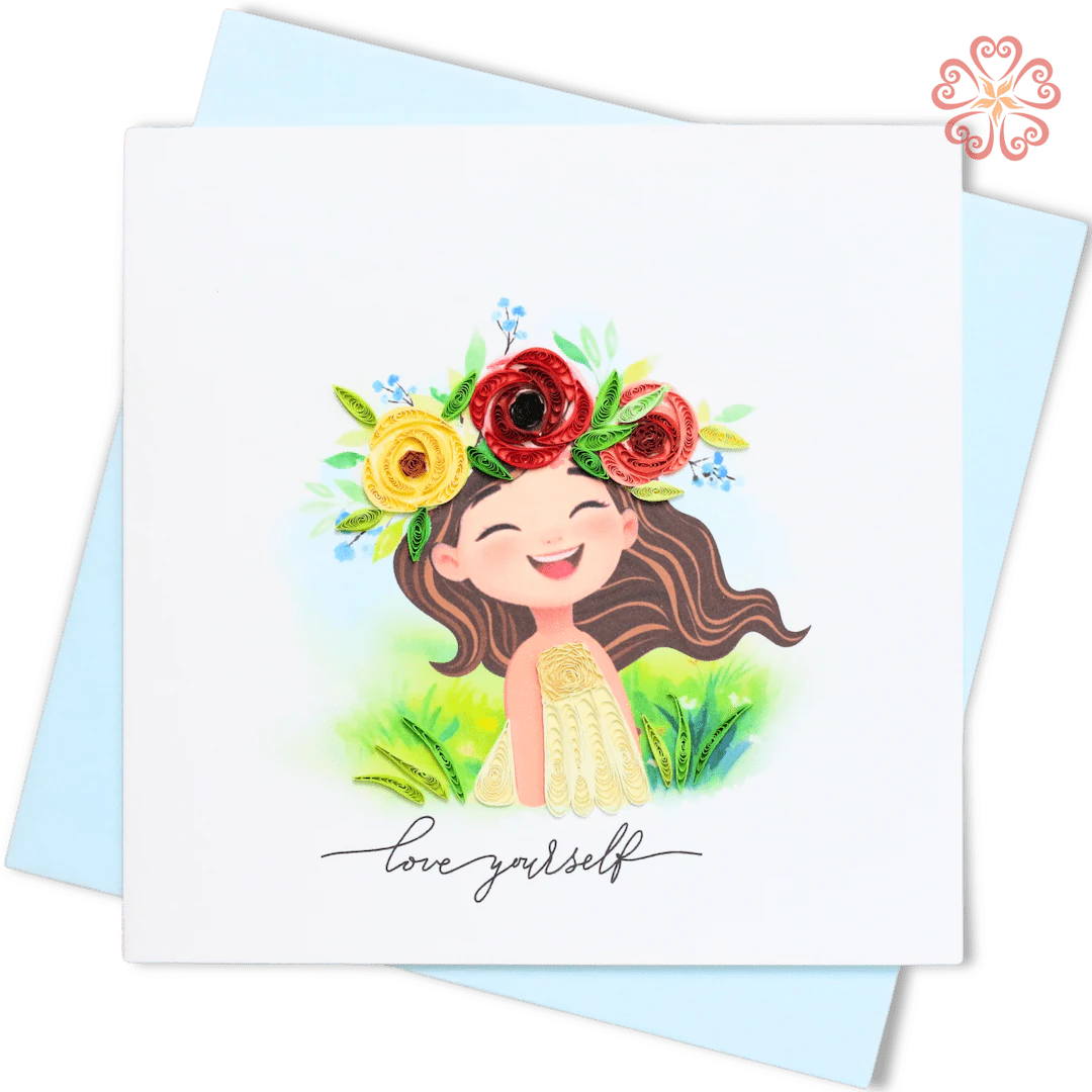 Quilled Girl With Flower Crown Love Yourself
