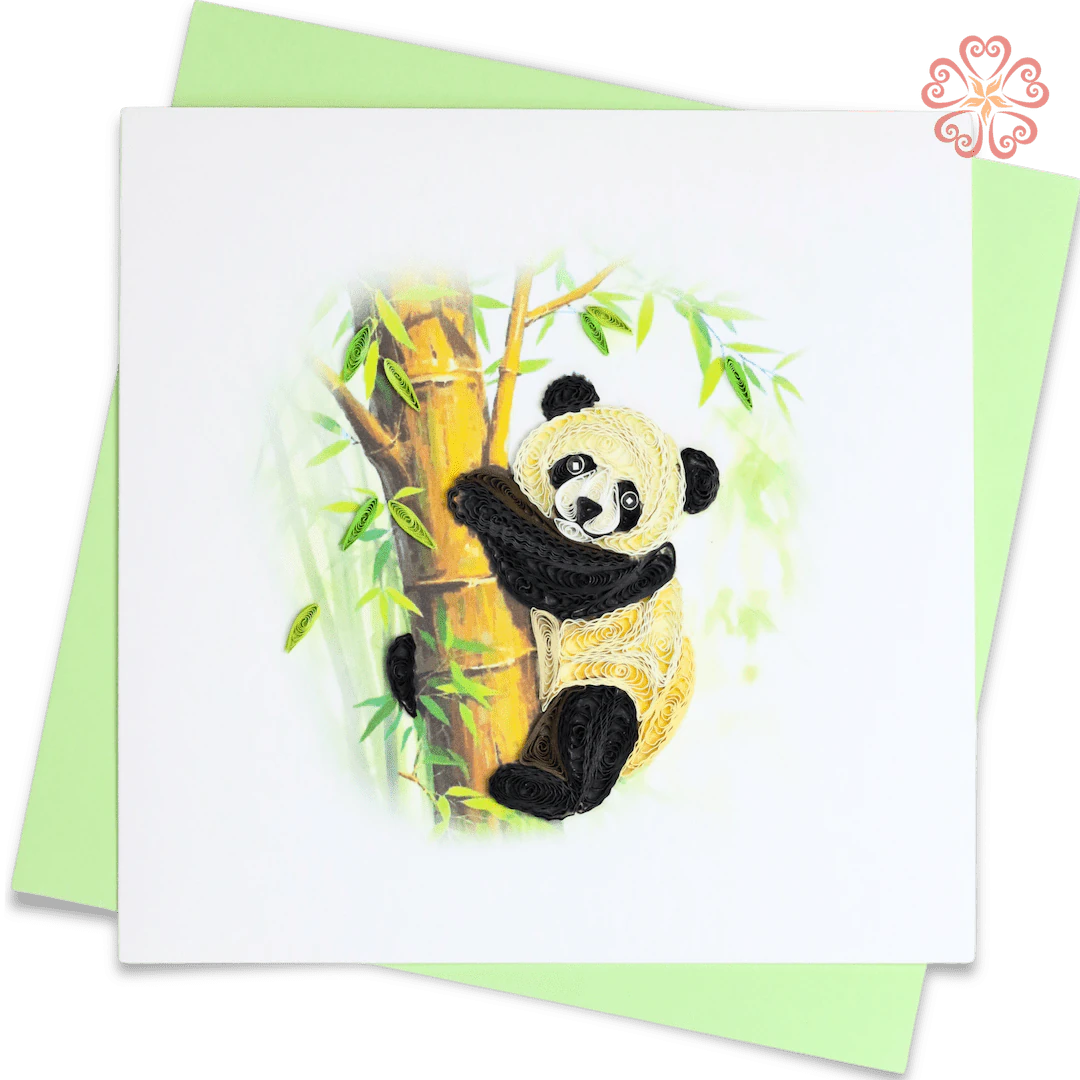 Quilled Panda Hugging Bamboo