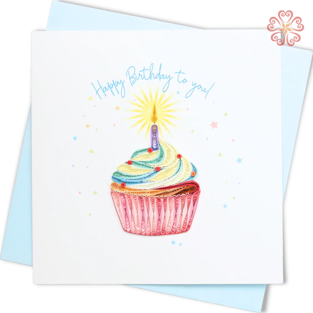 Quilled Rainbow Cupcake With Candle