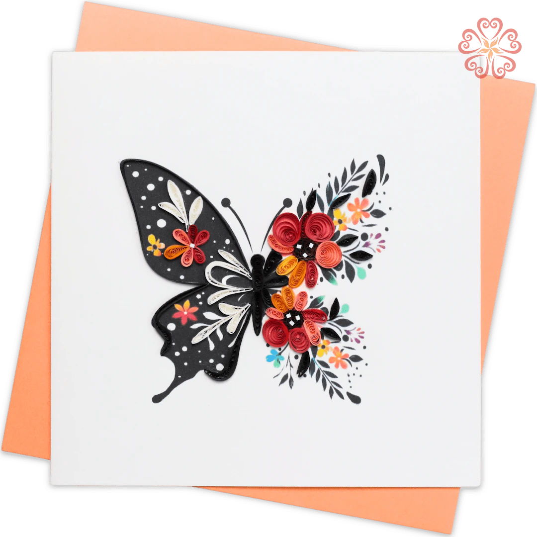 Quilled Red Floral Butterfly