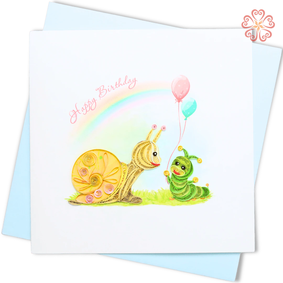 Quilled Snail & Caterpillar With Balloons