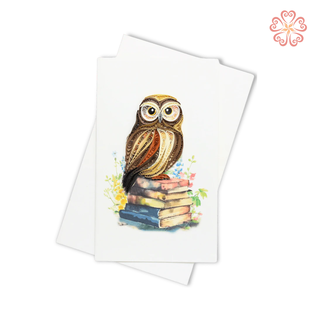 Quilled Wise Owl on Books