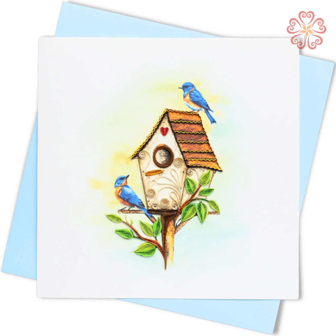 Quilling Birdhouse With Bluebirds Card