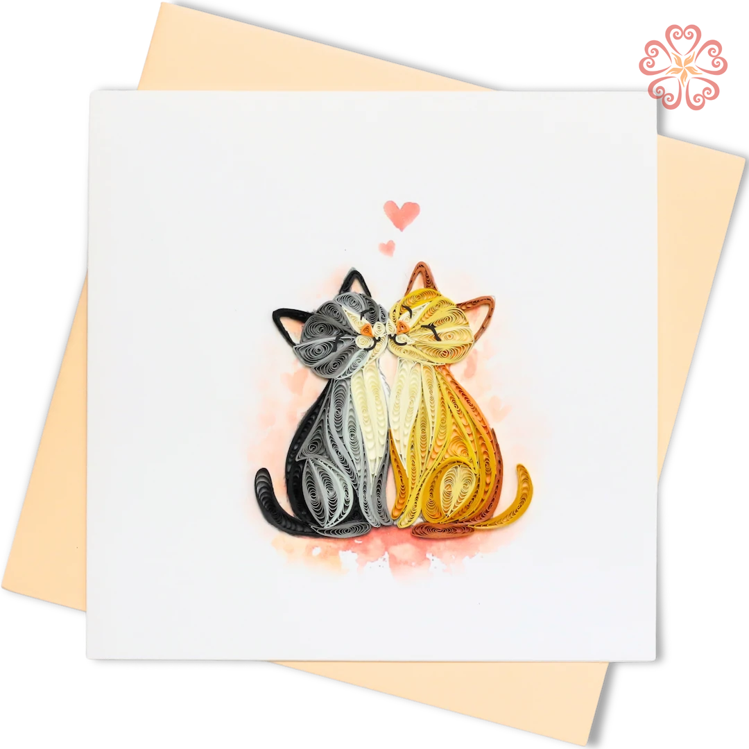 Quilling Cats in Love Card-Quilling Card 15cm x 15cm-Love & Valentine-VN2XM115D66NN-Quilling Art Viet Net from hand with love-1080x1080px (2)
