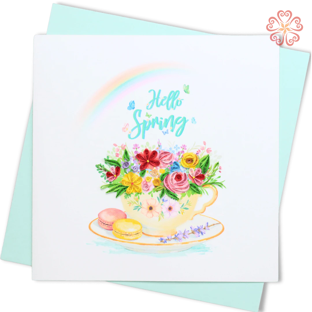 Quilling Floral Teacup Hello Spring