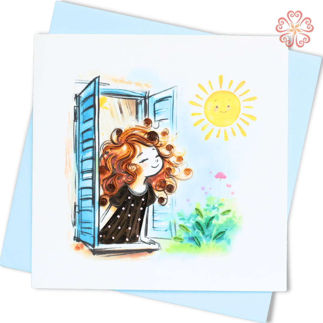 Quilling Girl Enjoy the Sun Card