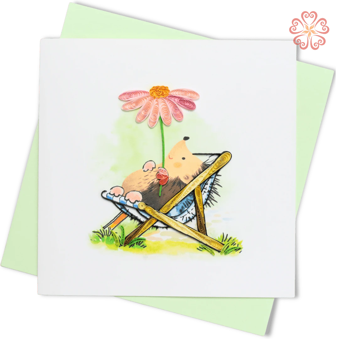 Quilling Hedgehog Beach Chair Card