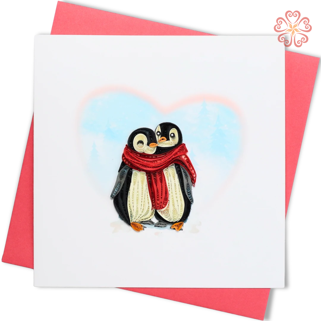 Quilling Penguin Couple Card-Quilling Card 15cm x 15cm-Love & Valentine-VN2XM115D69NN-Quilling Art Viet Net from hand with love-1080x1080px (2)