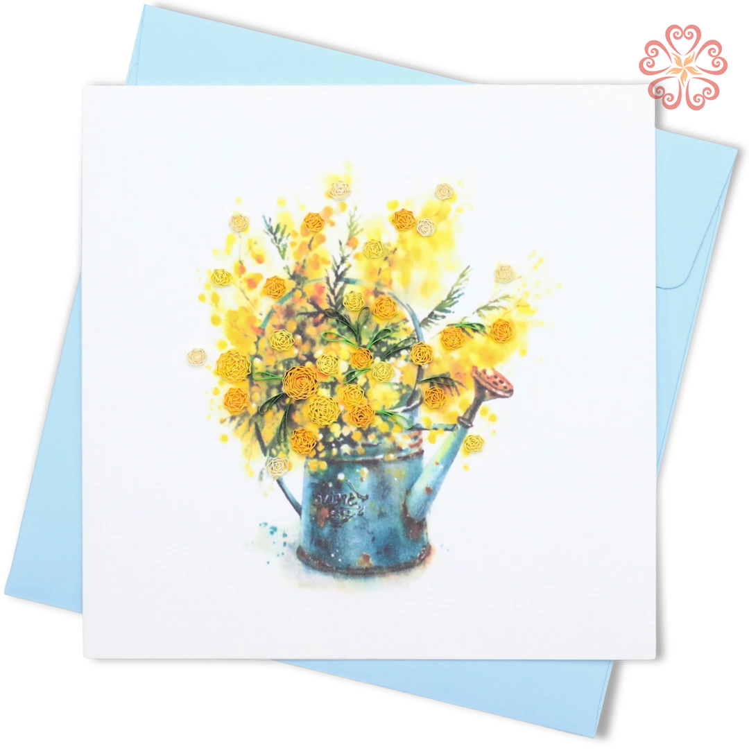 Quilling Yellow Mimosa Bouquet Can