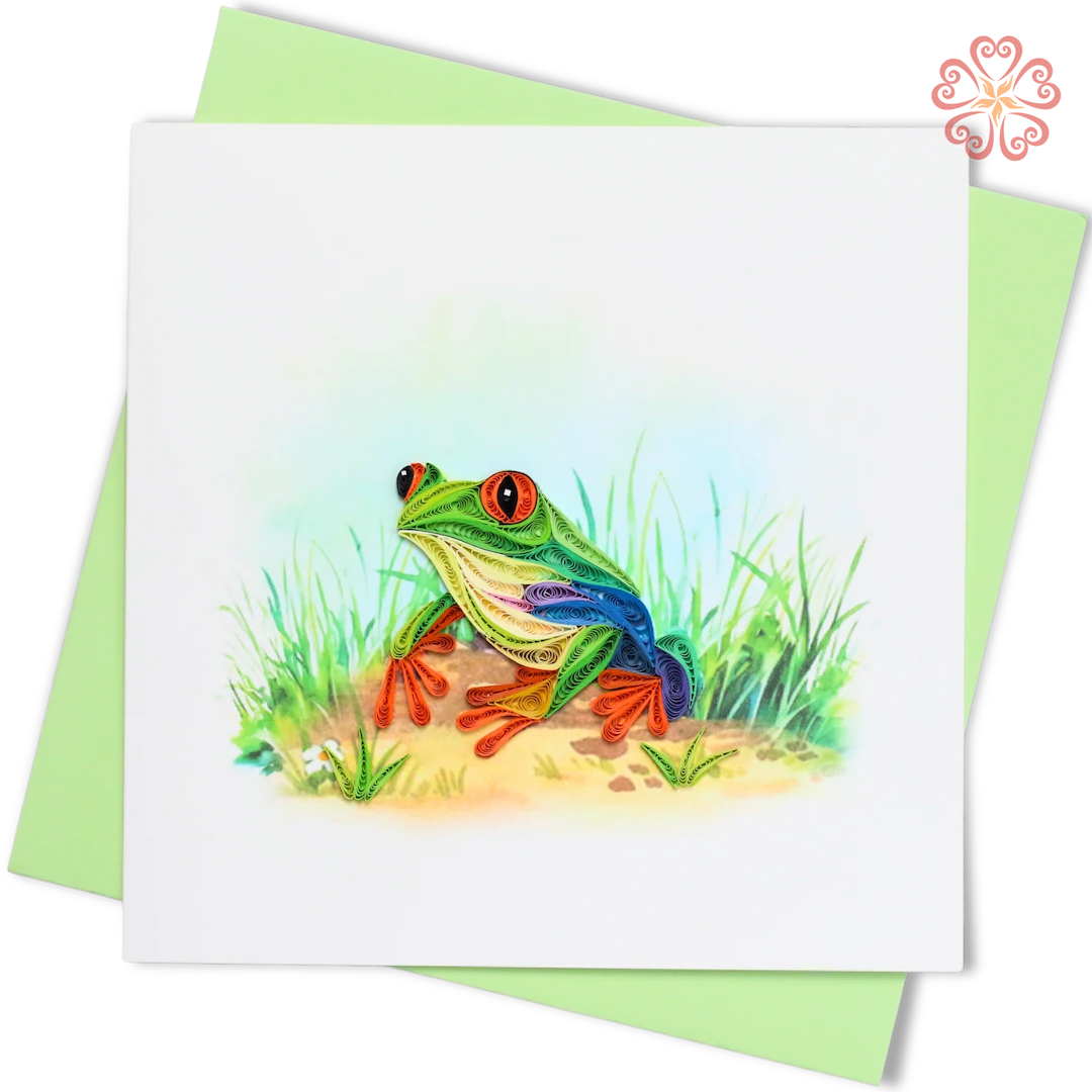 Red-eyed tree frog Quilling Card-Quilling Card 15cm x 15cm-Animal-VN2XM115D78NN-Quilling Art Viet Net from hand with love-1080x1080px (2)