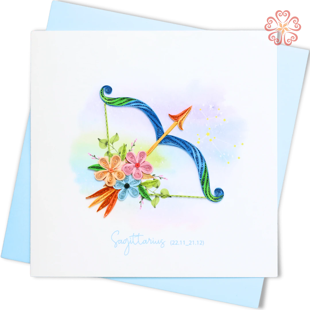 Sagittarius Zodiac Quilling Card, Bow and Arrow