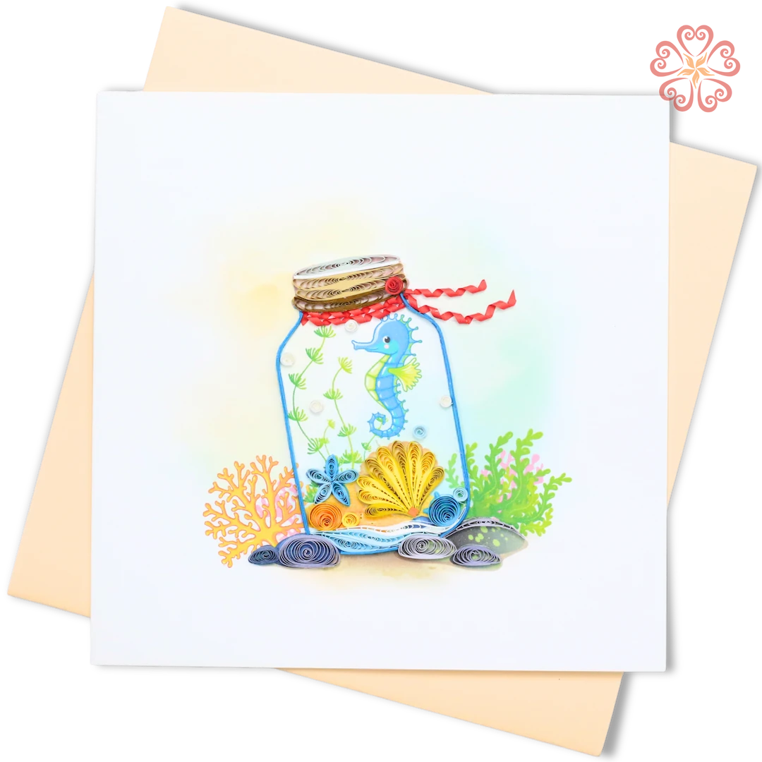 Seahorse in a Jar Quilling Card-Quilling Card 15cm x 15cm-Miscellaneous-VN2XM115D41NN-Quilling Art Viet Net from hand with love-1080x1080px (2)
